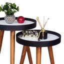 Ver imagem 3 de Mesa Lateral Apoio Kit Canto Conjunto Retro Pequena Rustico Ambiente Recepção Casa:Tampos Brancos Pé