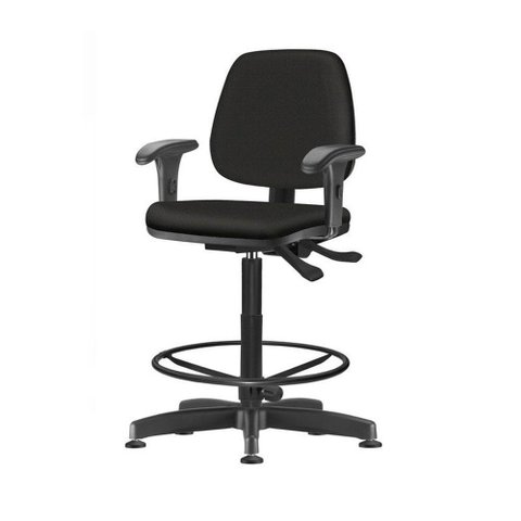 Cadeira Job com Bracos Assento Crepe Base Caixa Metalica Preta - 54488