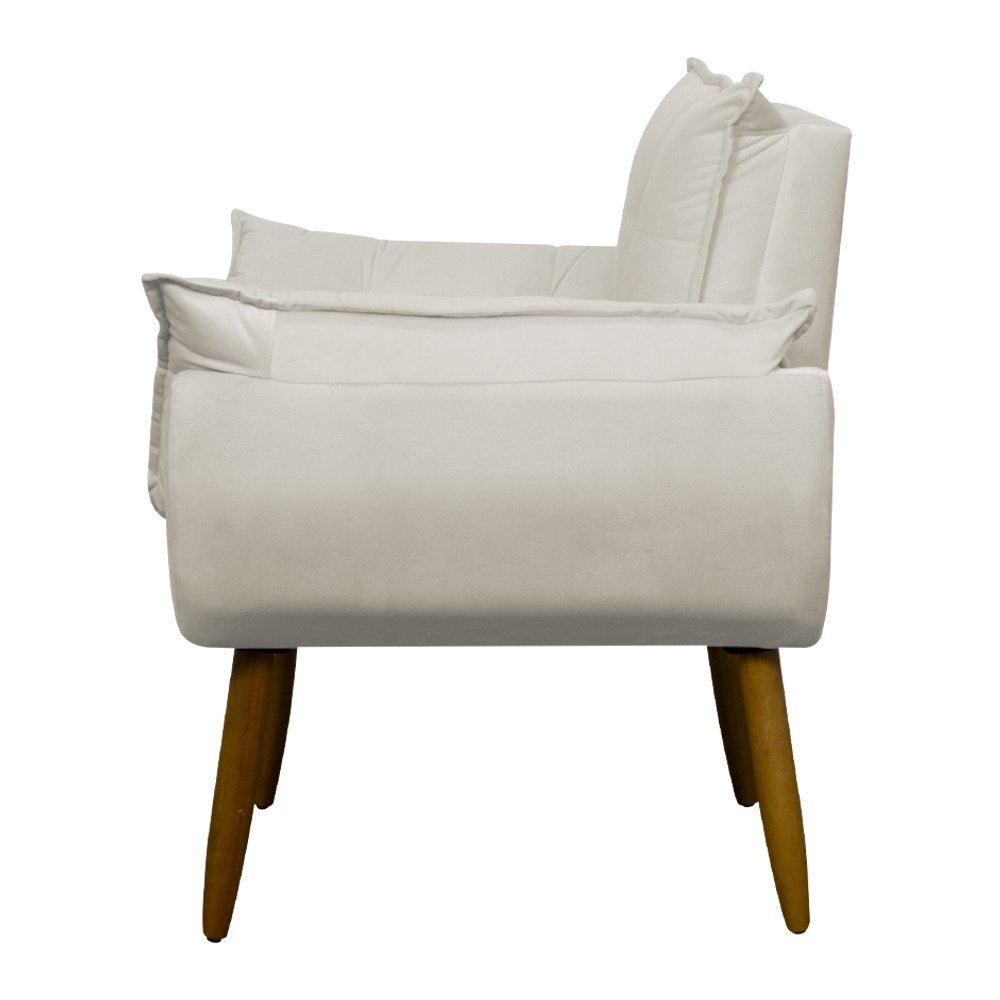 Poltrona Decorativa para Sala de Estar e Quarto Opala Suede Herrero:bege - 4