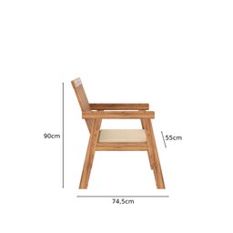 Conjunto para Jardim 4 Peças 3 Poltronas 1 Mesa de Centro Família de Madeira Eucalipto Yescasa - 7