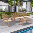 Ver imagem 1 de Conjunto para Jardim 4 Peças 3 Poltronas 1 Mesa de Centro Família de Madeira Eucalipto Yescasa