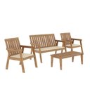 Ver imagem 3 de Conjunto para Jardim 4 Peças 3 Poltronas 1 Mesa de Centro Família de Madeira Eucalipto Yescasa