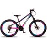 Bicicleta Freeride Aro 26 Quadro 13 Alumínio 21v Freio a Disco Mecânico Rosa Azul - Dropp - 1