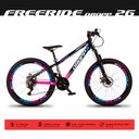 Ver imagem 4 de Bicicleta Freeride Aro 26 Quadro 13 Alumínio 21v Freio a Disco Mecânico Rosa Azul - Dropp