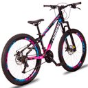 Ver imagem 3 de Bicicleta Freeride Aro 26 Quadro 13 Alumínio 21v Freio a Disco Mecânico Rosa Azul - Dropp