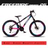 Bicicleta Freeride Aro 26 Quadro 13 Alumínio 21v Freio a Disco Mecânico Rosa Azul - Dropp - 4
