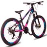 Bicicleta Freeride Aro 26 Quadro 13 Alumínio 21v Freio a Disco Mecânico Rosa Azul - Dropp - 3