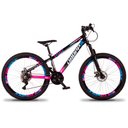 Ver imagem 1 de Bicicleta Freeride Aro 26 Quadro 13 Alumínio 21v Freio a Disco Mecânico Rosa Azul - Dropp
