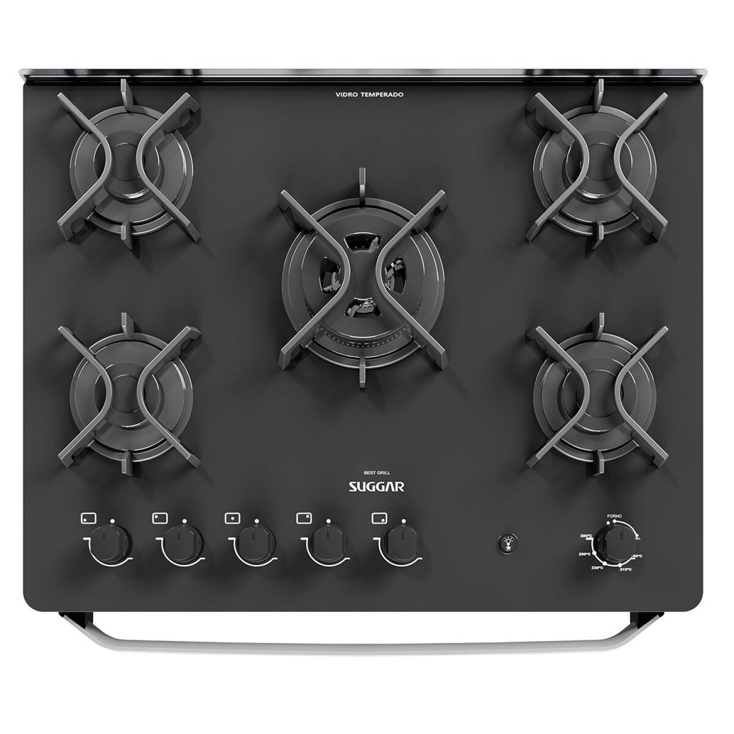 Fogão Mesa de Vidro 5 Queimadores 220V Best Grill Cinza - 3