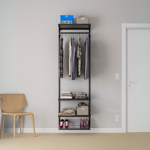 Closet Aberto Modular para Solteiro 65cm Legacy 10 Preto