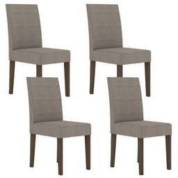 Kit 4 Cadeiras Estofadas 40003 Suede Amendoa Capuccino PLN - 1 Kit 4 Cadeiras Estofadas 40003 Suede Amendoa Capuccino PLN - 1