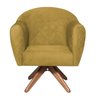 Poltrona em Suede Base Giratória de Madeira Herrera - 2