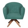 Poltrona em Suede Base Giratória de Madeira Herrera - 2