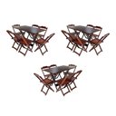 Ver imagem 1 de Kit 3 Conjuntos De Mesa Dobravel Com 6 Cadeiras De Madeira 120X70 Para Restaurante E Bar - Imbuia