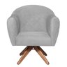 Poltrona em Suede Base Giratória de Madeira Herrera - 2
