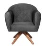 Poltrona em Suede Base Giratória de Madeira Herrera - 2