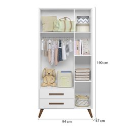 Guarda Roupa Roupeiro Infantil Qencanto Retrô Qmovi Branco Acetinado - 2