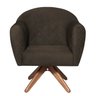 Poltrona em Suede Base Giratória de Madeira Herrera - 2