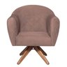 Poltrona em Suede Base Giratória de Madeira Herrera - 2