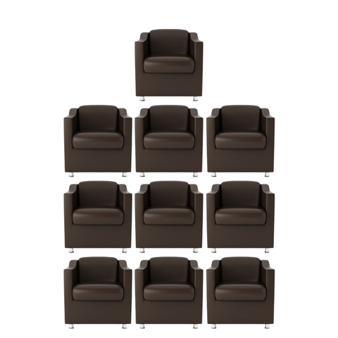 Kit 10 Poltronas Bia Decorativa Reforçada Recepção Clínica Salão Sala de Estar Courino:marrom
