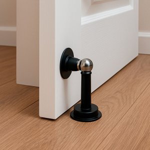 Trava Porta Pino Magnético Preto Adesivo/ Parafusado