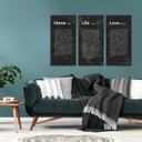 Ver mais imagens de Quadros Decorativos Trio Home Life Love + Texto P/ Sala