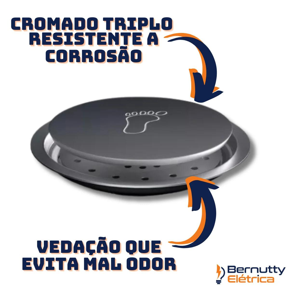 Ralo Inteligente Click Redondo para Banheiro 10x10 Aço Inox Cromado - 4