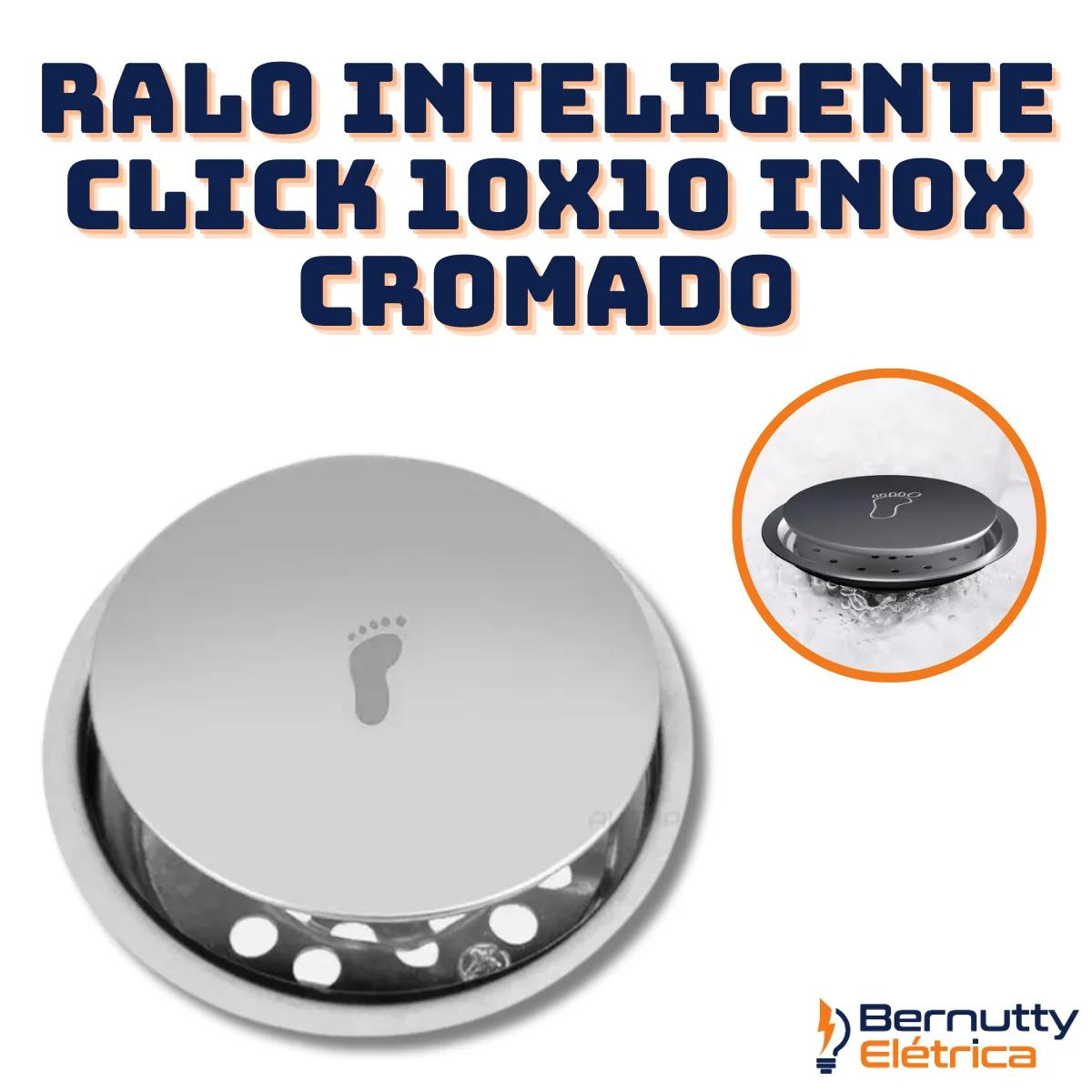 Ralo Inteligente Click Redondo para Banheiro 10x10 Aço Inox Cromado - 2