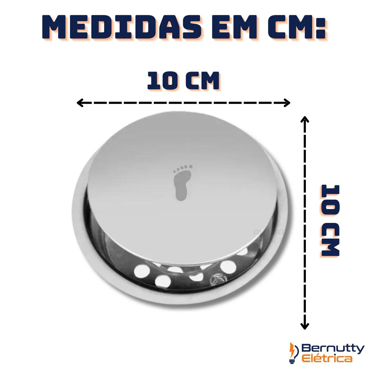 Ralo Inteligente Click Redondo para Banheiro 10x10 Aço Inox Cromado - 5