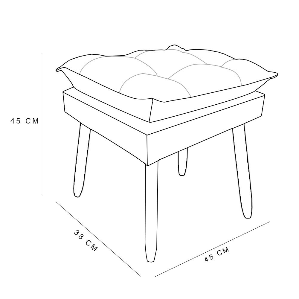 Kit 2 Poltronas Decorativa e Puff Opala Luxo Linho Bege Dal Poz Estofados - 8