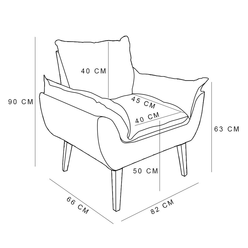 Kit 2 Poltronas Decorativa e Puff Opala Luxo Linho Bege Dal Poz Estofados - 7