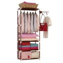 Ver imagem 1 de Guarda Roupa Portatil Arara Cabideiro 3 Prateleiras Organizador Armario Brinquedos