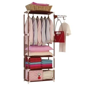 Guarda Roupa Portatil Arara Cabideiro 3 Prateleiras Organizador Armario Brinquedos