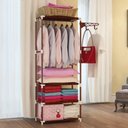 Ver imagem 2 de Guarda Roupa Portatil Arara Cabideiro 3 Prateleiras Organizador Armario Brinquedos