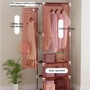 Ver imagem 3 de Guarda Roupa Portatil Arara Cabideiro 3 Prateleiras Organizador Armario Brinquedos