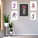 Ver imagem 2 de Kit 5 Quadros Decorativos Vôlei - Love - com Vidro:madeira Branca