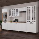 Ver imagem 1 de Armário de Cozinha Modulada Completa Fidelitá Nara 100% MDF 6 Peças 350cm 18 Portas 2 Gavetas com