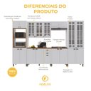 Ver imagem 4 de Armário de Cozinha Modulada Completa Fidelitá Nara 100% MDF 6 Peças 350cm 18 Portas 2 Gavetas com