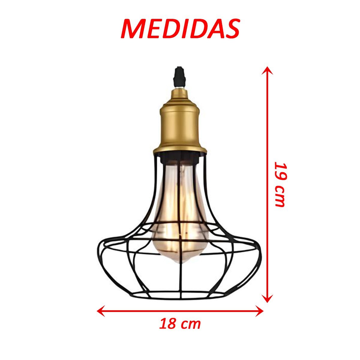 Kit 12 Pendente Aço Taschibra 40w Vintage 185 Preto Lustre - 4