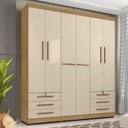 Ver imagem 2 de Kit Guarda Roupa Casal 6 Portas, Cômoda 5 Gavetas e Multiuso 2 Portas Carvalho Off White Clique Chiq