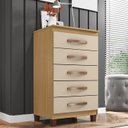 Ver imagem 3 de Kit Guarda Roupa Casal 6 Portas, Cômoda 5 Gavetas e Multiuso 2 Portas Carvalho Off White Clique Chiq