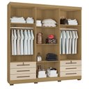 Ver mais imagens de Kit Guarda Roupa Casal 6 Portas, Cômoda 5 Gavetas e Multiuso 2 Portas Carvalho Off White Clique Chiq