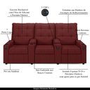 Ver imagem 4 de Poltrona do Papai Reclinável Sala de Cinema Movie 3 Lugares Manual Baú USB PU Vermelho Gran Belo Mov