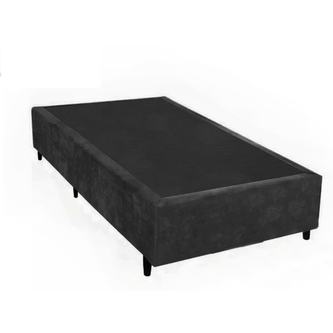 Base Box Blindado Solteirão Acolchoes Poliéster Preto 40x96x203