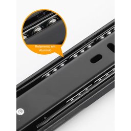 2 (1 Par) Corrediças Black Trilho Telescópico 24cm Gavetas - 4