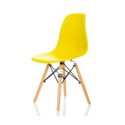 Kit 2 Cadeiras Charles Eames Eiffel Amarela Base Madeira Sala Cozinha Jantar - Bering - 4