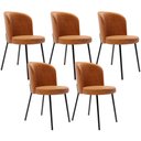 Ver imagem 2 de Kit 5 Cadeiras Sala de Jantar Estofada Gavi L02 Tecido Couríssimo Canela - Lyam Decor