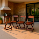 Ver imagem 1 de Conj 4 Banquetas Dobráveis para Bistro e Balcão em Madeira: Imbuia