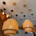 Ver imagem 3 de Luminária Pendente de Bambu Natural 42cm Gourmet para Sala, Quarto, Varanda, Área Interna