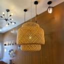 Ver imagem 2 de Luminária Pendente de Bambu Natural 42cm Gourmet para Sala, Quarto, Varanda, Área Interna